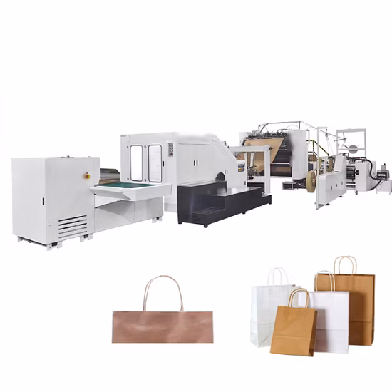 Máquina para fabricar bolsas de papel con fondo cuadrado industrial completamente automática Smile con mango torcido